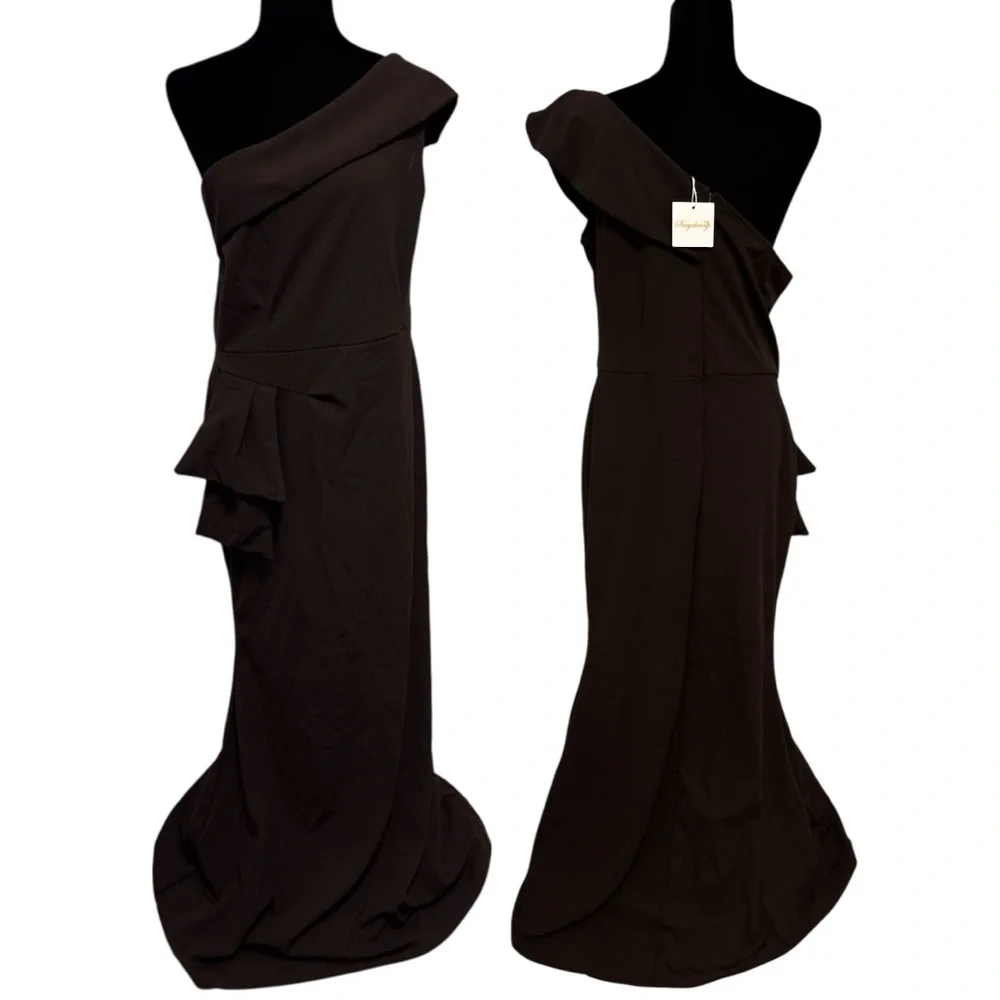 🆕Women Bodycon Long Maxi Sexy Floor Length Mermaid Dress in Chocolate Brown - Picture 8 of 10
